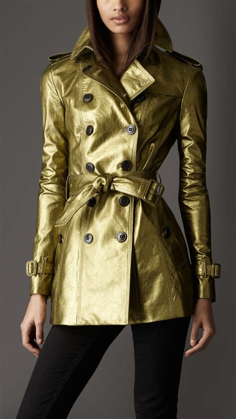 burberry london green metallic and polyester short trench|burberry trench coat removable liner.